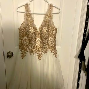 Beaded white flare dress